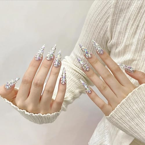 Kaipheiquan AB Nail Rhinestones Set - 200 Special-Shaped Big Crystals + 3050 Flatback Round Rhinestones for Nail Art, Jewelry & DIY Crafts, Nail AB Variation