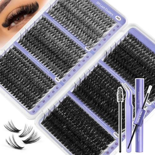 EASITENSION 708 PCS Wispy Lash Clusters Kit - 10-16mm DIY Natural Eyelashes