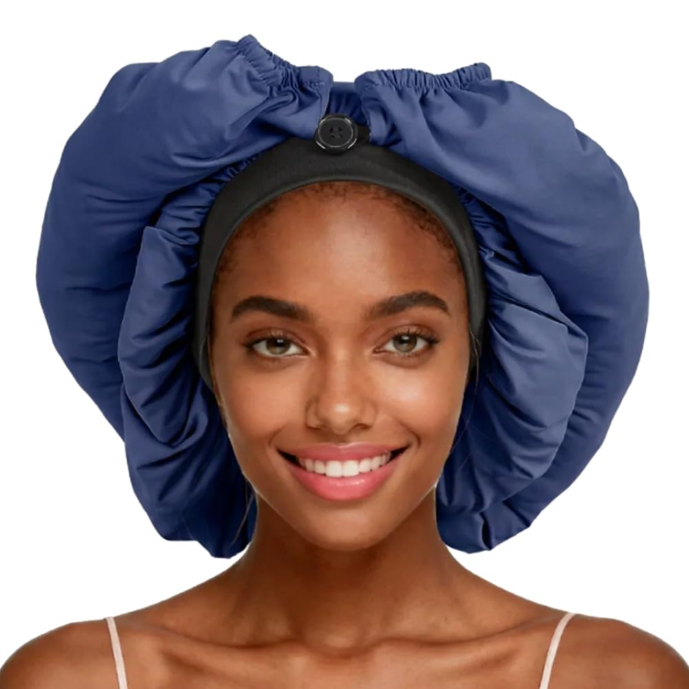Hair Bonnet for Braids, Adjustable Long Hair Sleep Cap, 2-in-1 Protection for Women Curly Hair, Turmeric