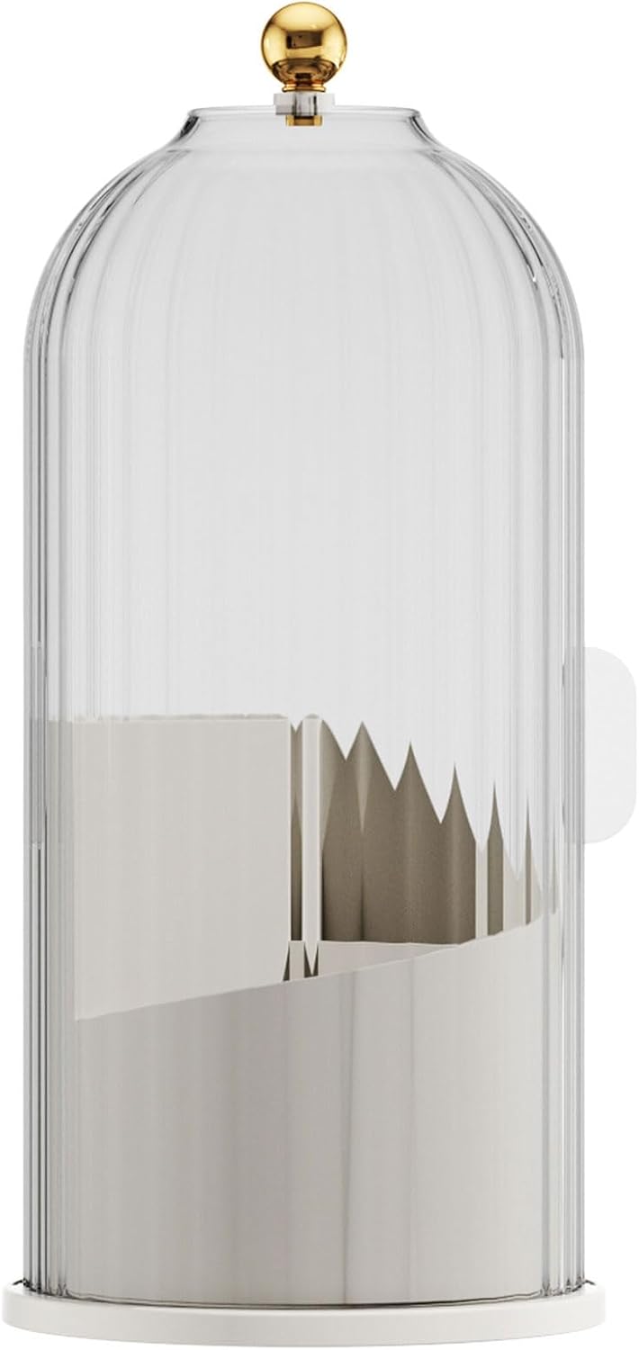 Makeup Brush Holder - 360 Rotating Clear Organizer with Lid for Vanity & Bathroom Countertop | Dustproof Design
