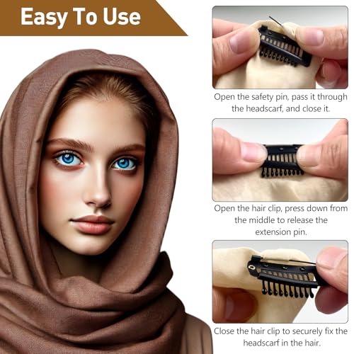 10 Pcs Safety Pin Hair Clips for Secure Headscarf & Accessories