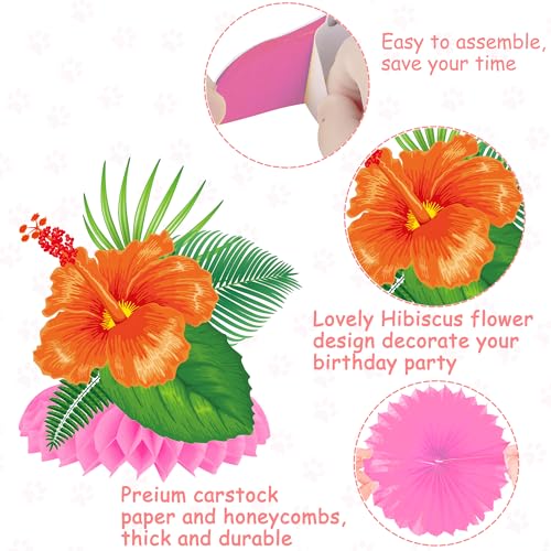 Hawaiian Hibiscus Honeycomb Centerpieces - 12PCS Tropical Decor