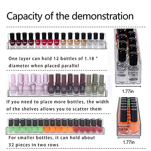 15-Inch 6Pcs Acrylic Nail Polish Wall Rack Organizer for Salon & Home Storage