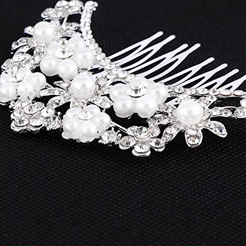 24Pcs Bridal Hair Comb and Pins Set with Rhinestones & Pearls for Wedding & Bridesmaids