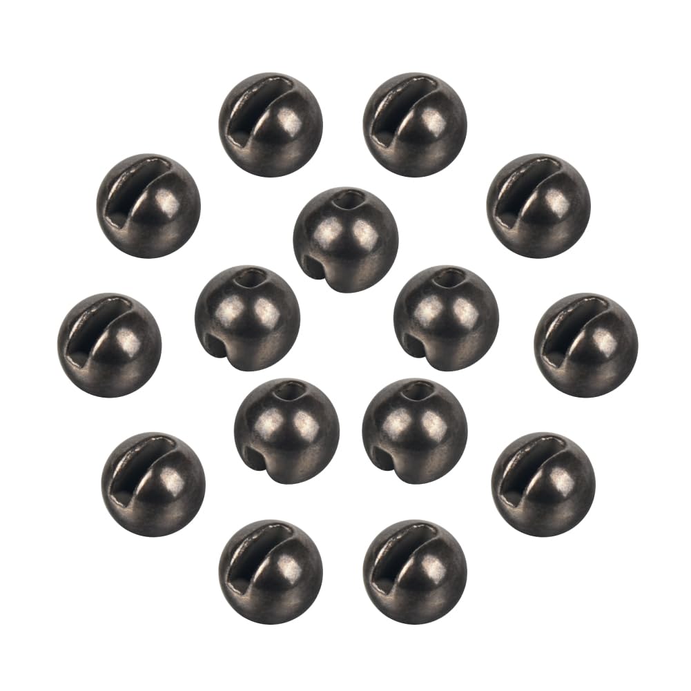 MUUNN 50pcs Tungsten Slotted Beads for Fly Tying, Sink Deeper and Faster 12 Colors/13 Sizes Slotted Tungsten Beads Fly Tying Beads Head Fly Tying Materials(Black Nickel,2.8mm)