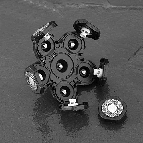 Universal 6 Blades Replacement Heads for Mainstream shaver brands, 5 Blades Head Shaver Replacement Blades, Head shaver Bald Shaver replacement heads With Blade Cover Shaver Head (6 Black)