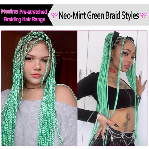 Herina 26-Inch Pre-Stretched Braiding Hair - Neo-Mint Green (3-Pack)