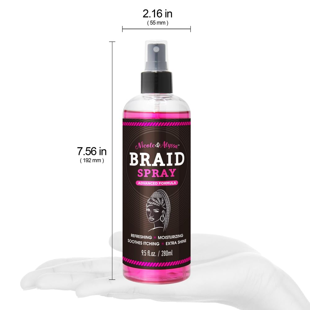 Braid Spray for Boho, Box & Knotless Braids | 9.5oz Moisturizing Detangler & Sheen Spray