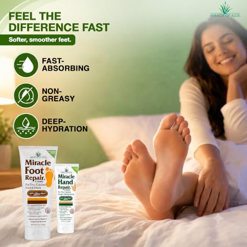 Miracle of Aloe UltraAloe Foot Cream 9 oz Pack of 2 with Hand Repair