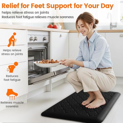 TranquilRelax Anti-Fatigue Kitchen Mat - 17" x 24" Non-Slip Memory Foam