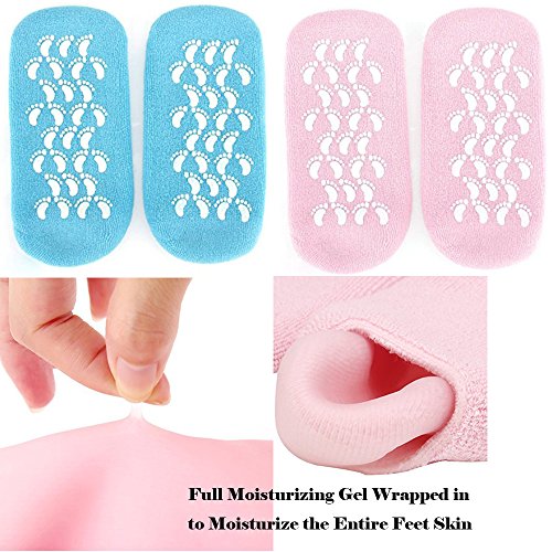 Moisturizing Gel Socks for Foot Care - Blue & Pink, 2 Pairs