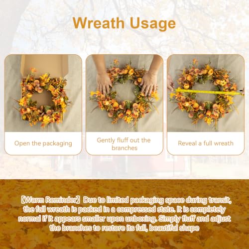 18-Inch Rustic Autumn Wreath with Orange Tulips & Wildflowers