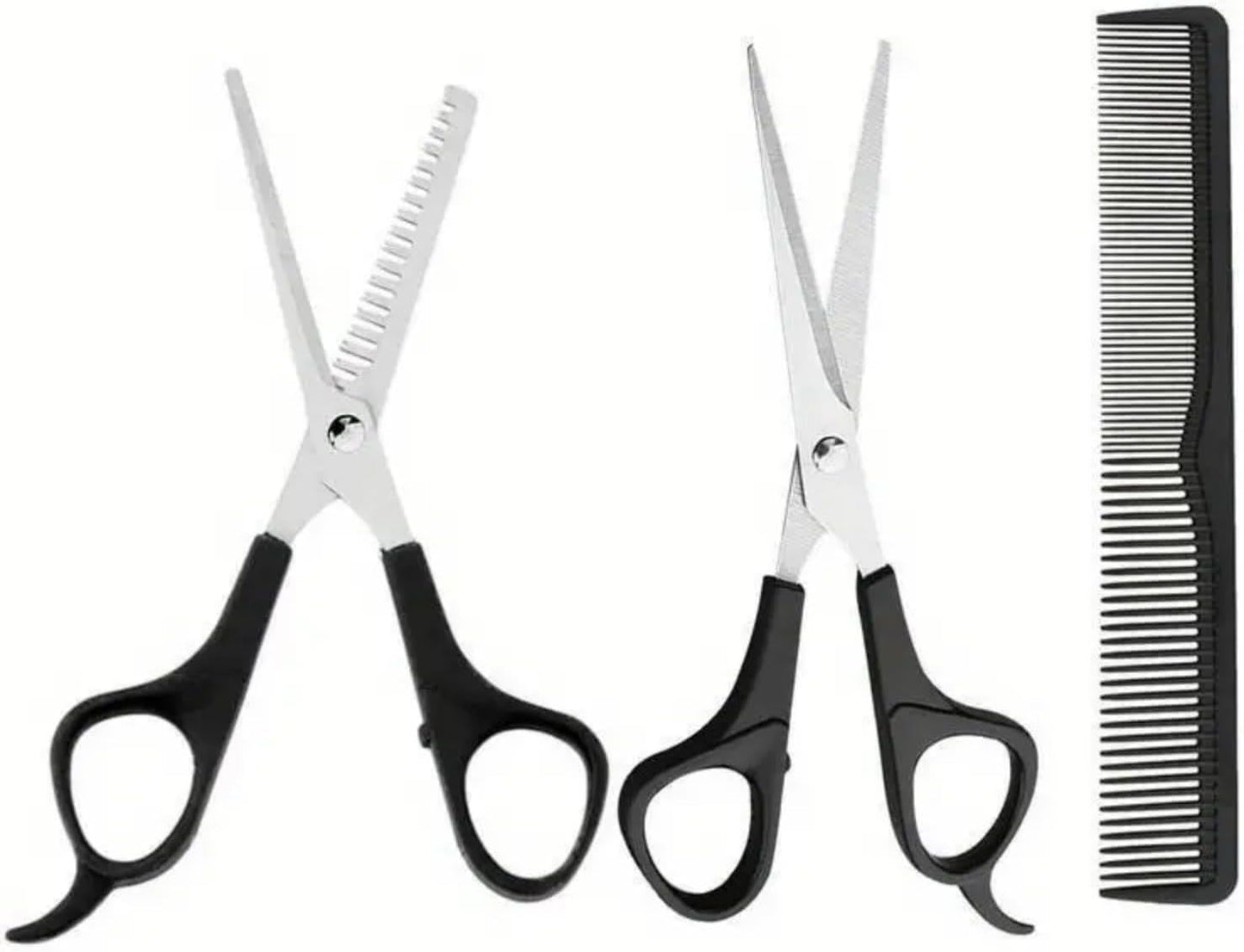 3-Piece Hair Cutting Scissors Set - 6.5-Inch Stainless Steel Shears for Men, Women & Pets | Includes Thinning Shears & Comb