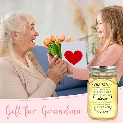 Grandma Night Light Mason Jar Gift - Warm Light Decor