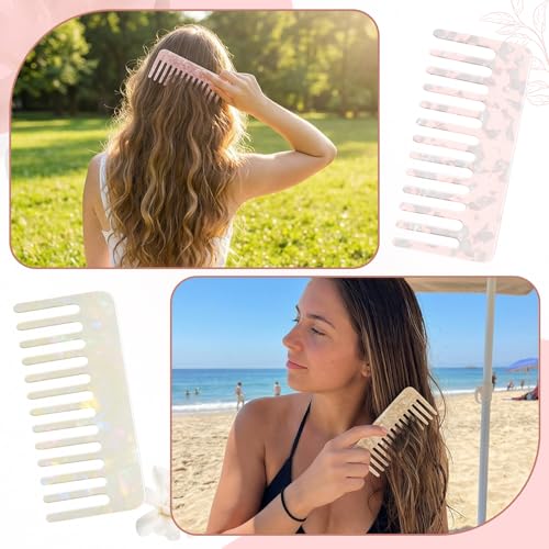 Patelai Mini Wide Tooth Comb Set - Light Colors, Square Design for Thick Curly Hair