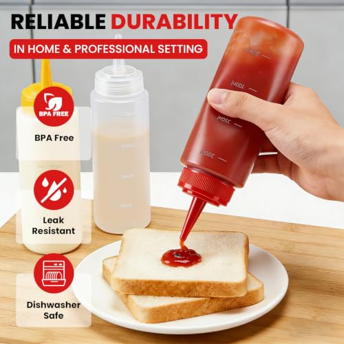Squeeze Bottles Set - Food-Grade 8oz Condiment Dispensers for Sauces