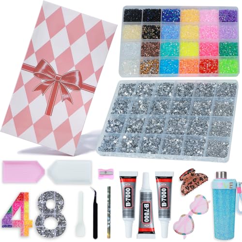 24-Color Bedazzling Kit with Silver Gems & B7000 Glue Set