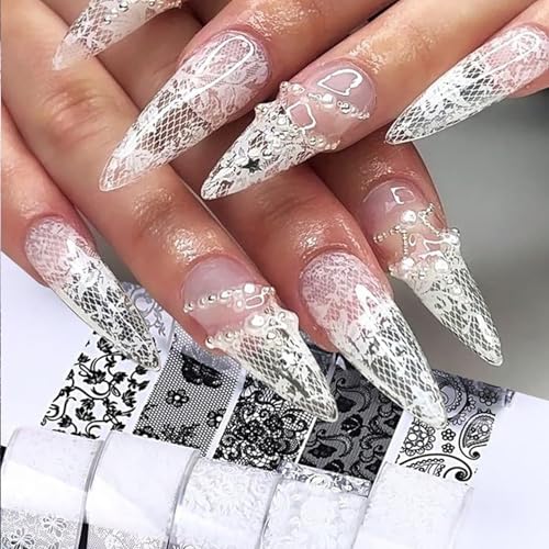 10 Sheets Lace Nail Foil Stickers - Starry Sky Design for Nail Art