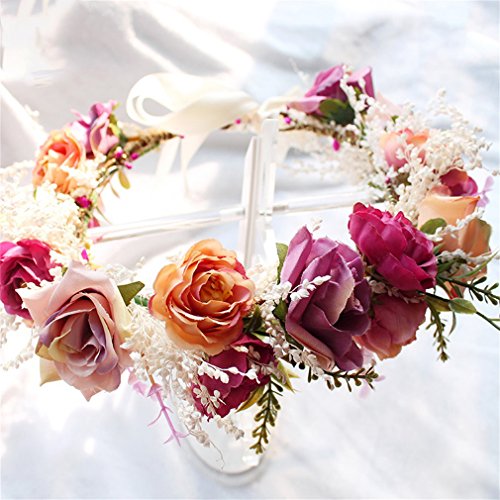 YAZILIND Adjustable Flower Headband Hair Wreath - Silk Floral Crown (1-Color)