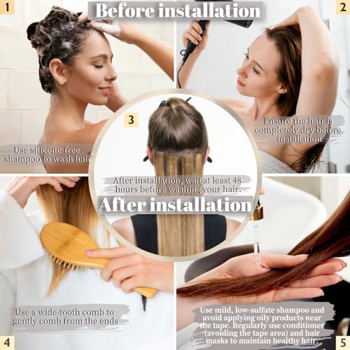 OBHD Auburn Brown Human Hair Tape-in Extensions 14 Inch Straight 20pcs