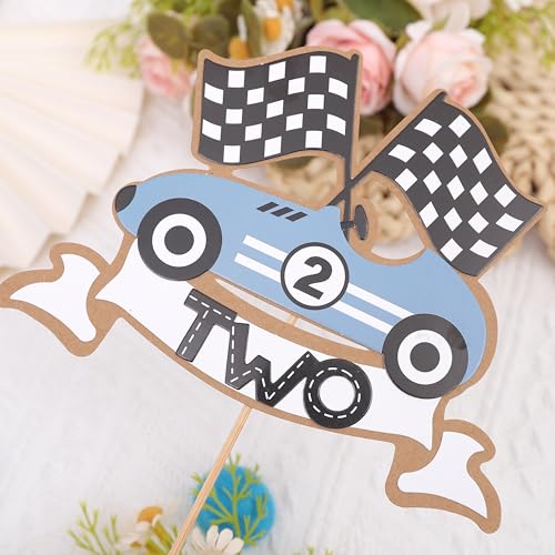 Two Fast Race Car Cake Topper for 2nd Birthday Party