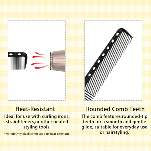 6Pcs Carbon Fiber Hair Cutting Combs for Stylist - Black, Grey, White