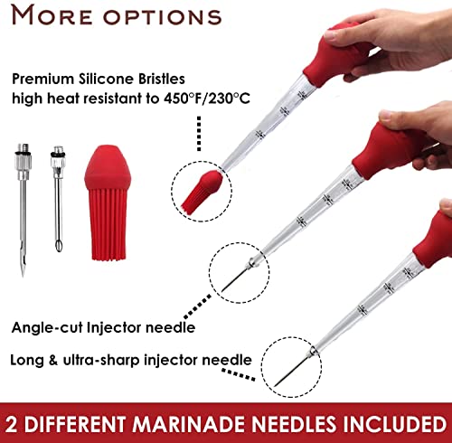 Silicone Turkey Baster Set with Marinade Injector Needles & Brush
