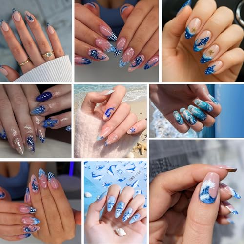 GRITOSE V8 Ocean Marine Life Nail Art Stickers 6 Sheets Summer Beach Decals