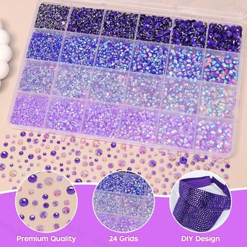 26000PCS Purple Resin Rhinestones Bedazzling Kit for Crafting
