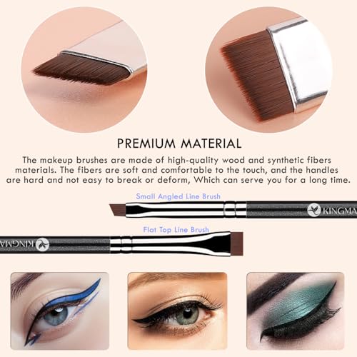 KINGMAS 7PCS Eyeliner Brush Set - Angled, Flat, Fine Tip Makeup Brushes