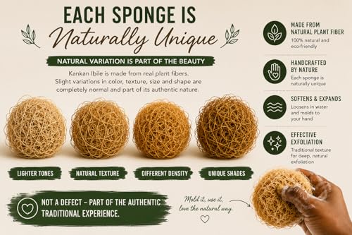 Authentic African Exfoliating Bath Sponge - Natural Kankan Ibile (4 Pack)