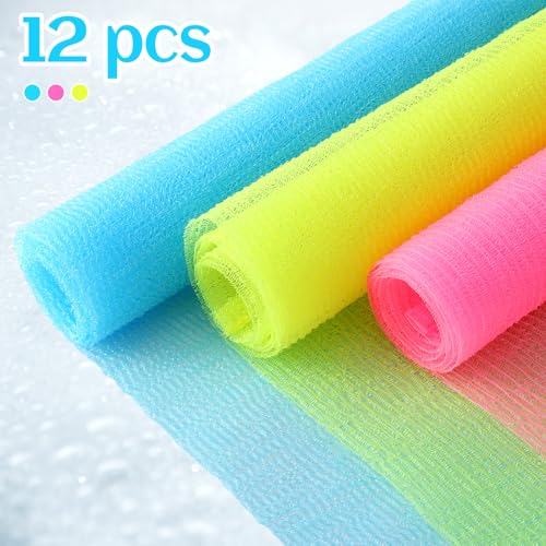 12-Pack African Exfoliating Bath Net Towel - 36-Inch Long Body Scrubber