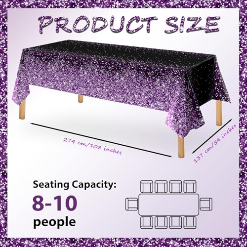 OQOQ Purple Gradient Dots Tablecloths, 3-Pack, 108x54 in