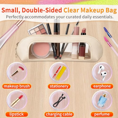 Compact Double-Sided Clear Makeup Bag - Waterproof PU Leather