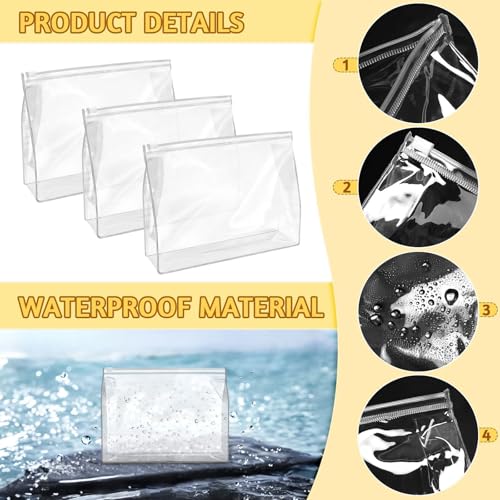 24 Pcs Clear Makeup Bags 5.9 x 5.1 x 1.4 inches PVC Organizer Travel Storage