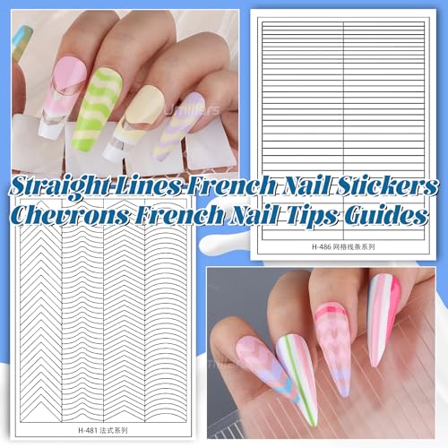Umillars French & Milk Nail Stickers Set - 6 Sheets Transparent Nail Tips Guides