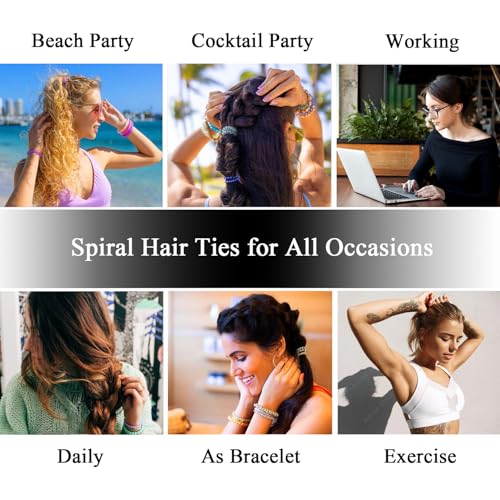 Clear Spiral Hair Ties - No Crease, 20 Pcs for All Hair Types
