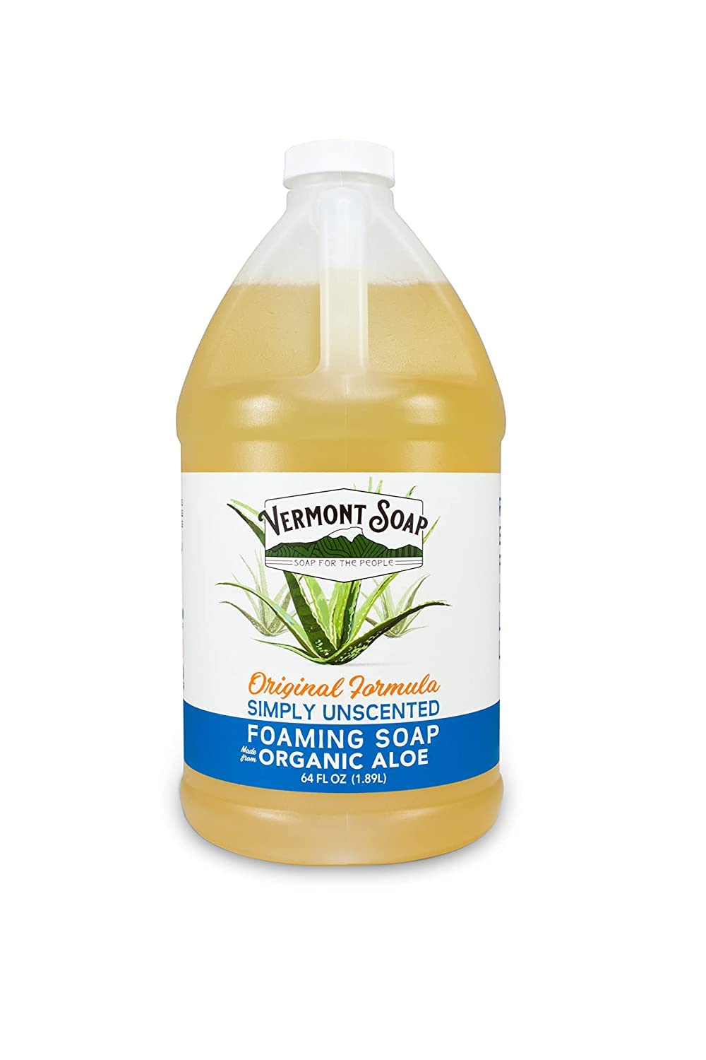 Vermont Soap Organic Unscented Foaming Hand Soap - Natural Moisturizing Liquid Soap for Dry Skin | 64 oz