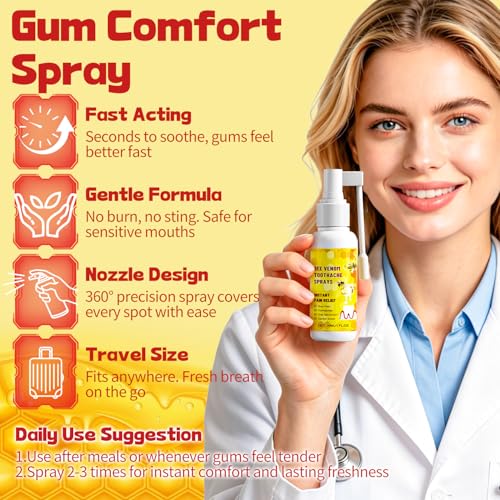 URMNI Bee Venom Toothache Spray for Adults - Yellow, Instant Tooth Pain Relief