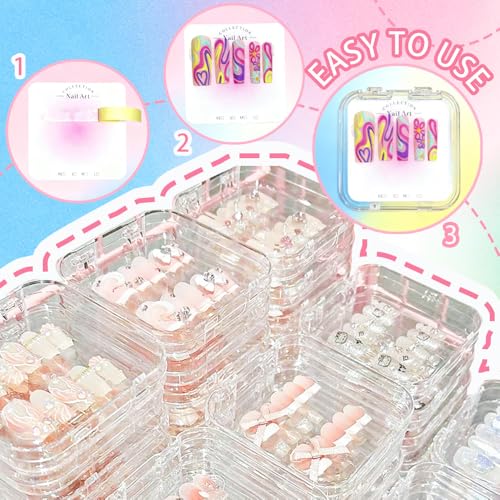 15-Piece Press-On Nail Storage Organizer Set with Display Cases
