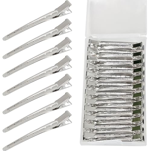 24Pcs Silver Duck Bill Hair Clips with Storage Case for Women