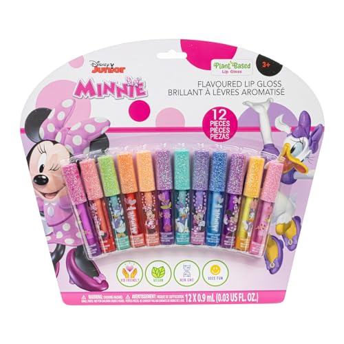 Minnie Mouse Lip Gloss Set - 12-Piece Kids Makeup, Fruity Flavors