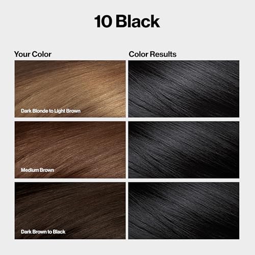 Revlon ColorSilk with Bond Repair Complex, Black Permanent Hair Color, 100% Gray Coverage, Ammonia Free Hair Dye, Vegan Keratin, 10 Black (Pack of 3)