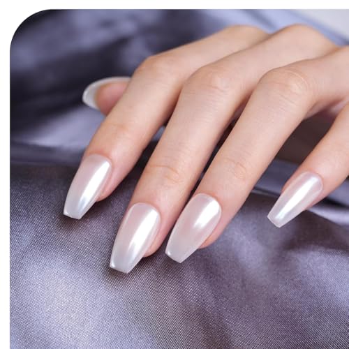 Pretty Diva White Pearl Chrome Nail Powder - 1g Glossy Finish
