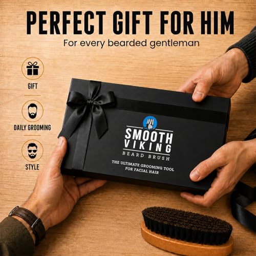 Beard Grooming Set with Boar Bristle Brush & Mustache Tool