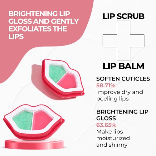 Cyn Care 2-in-1 Lip Care Kit Apple & Peach - Hydrating Exfoliator & Balm for Dry Lips