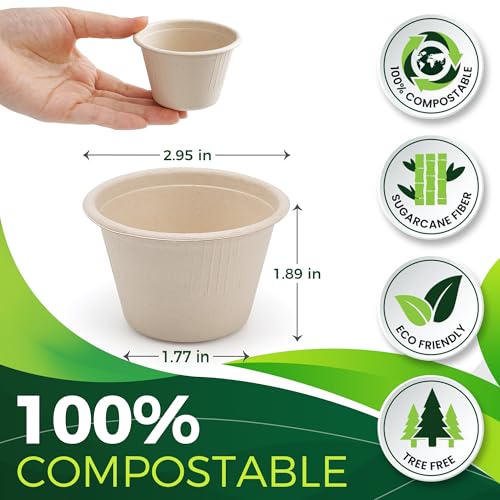 4oz Compostable Paper Cups - 100-Pack, Sturdy & Leak-Resistant