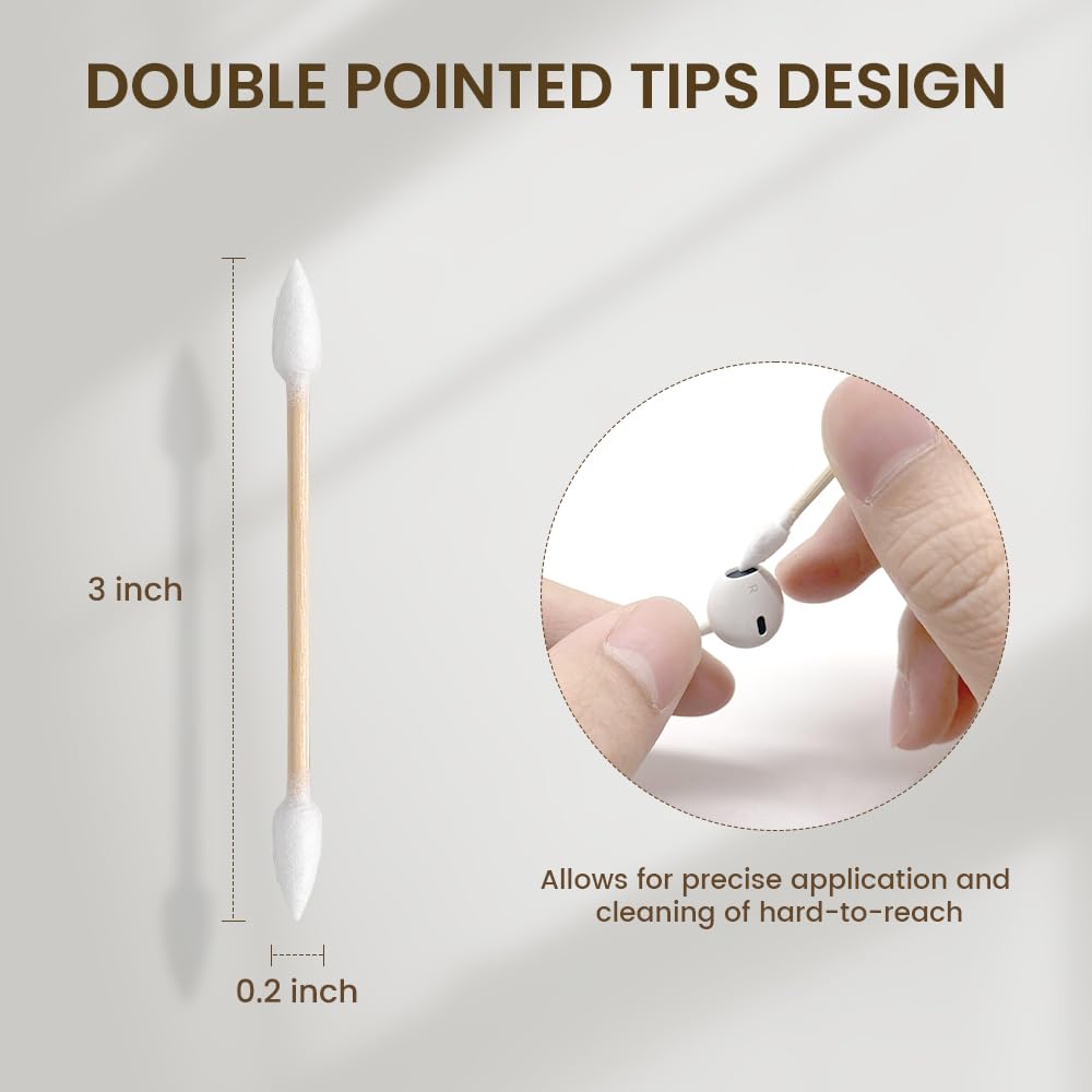 Pointed Tip Cotton Swabs - Precision Applicators for Makeup | 500 Count Wooden Sticks