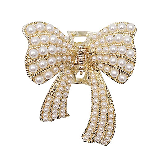 Gold Butterfly Pearl Hair Clip for Women Girls Elegant Metal Claw Barrettes
