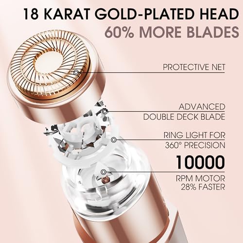 Rose Gold Electric Facial Hair Removal Device for Women - Painless Razor